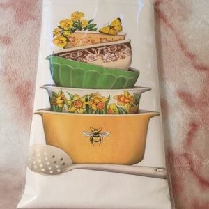 Pile O Bowls Designer Flour Sack Dish Towel XL NWT